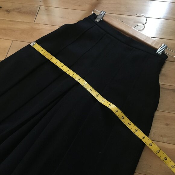 Vintage Thick Black Structured Box Pleated Wool Culottes 26W - Picture 11 of 16